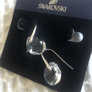 Swarovski Galet pierced crystal drop earrings.